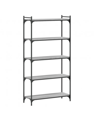 Libreria 5 Ripiani Grigio Sonoma 80x30x154cm Legno Multistrato