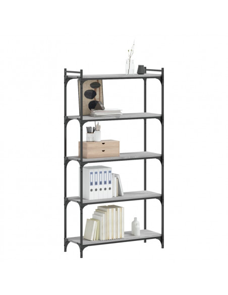 Libreria 5 Ripiani Grigio Sonoma 80x30x154cm Legno Multistrato
