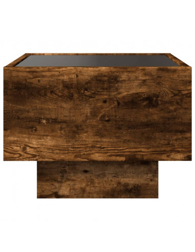Tavolino con LED Rovere Fumo 40x40x30 cm in Legno Multistrato