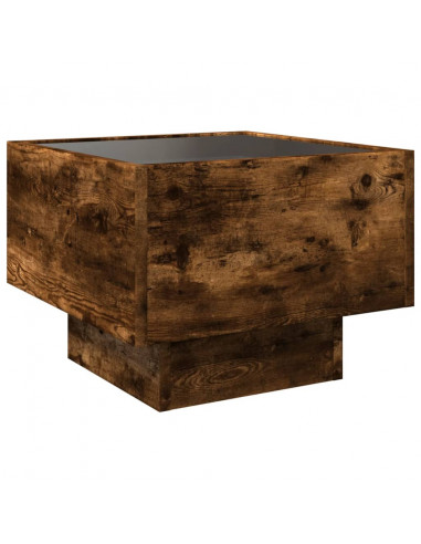 Tavolino con LED Rovere Fumo 40x40x30 cm in Legno Multistrato