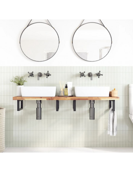 Piano da Bagno Non Trattato 140x40x4cm Legno Massello di Acacia