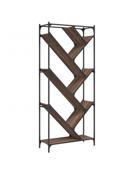 Libreria Rovere Marrone 79x30x180cm Legno Multistrato e Metallo