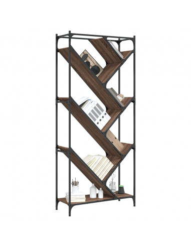 Libreria Rovere Marrone 79x30x180cm Legno Multistrato e Metallo