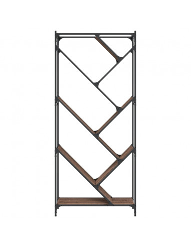 Libreria Rovere Marrone 79x30x180cm Legno Multistrato e Metallo