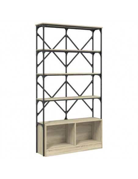 Libreria Rovere Sonoma 100x26x180cm Legno Multistrato e Metallo