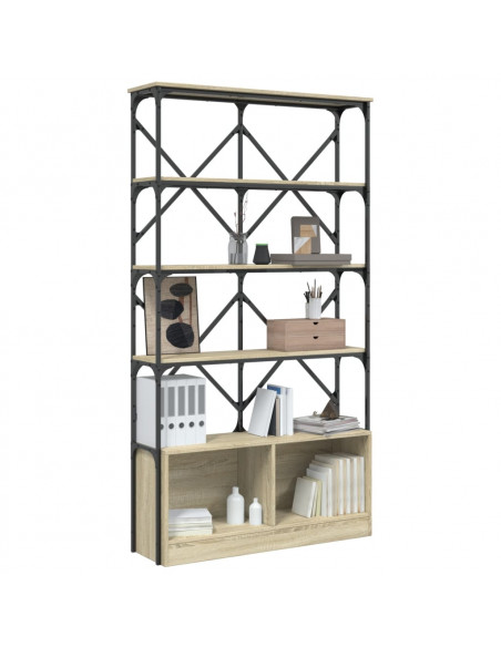 Libreria Rovere Sonoma 100x26x180cm Legno Multistrato e Metallo
