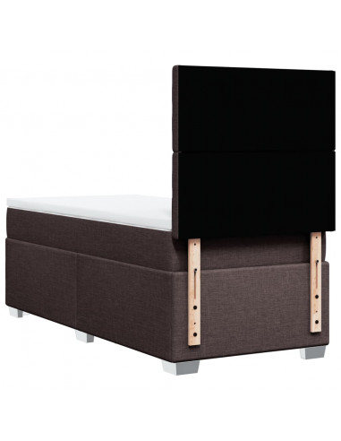 Giroletto a Molle con Materasso Marrone Scuro 90x190cm Tessuto