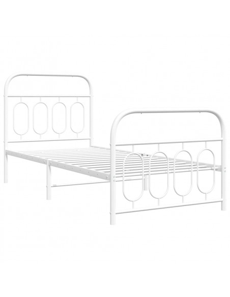 Giroletto con Testiera e Pediera Metallo Bianco 90x200 cm