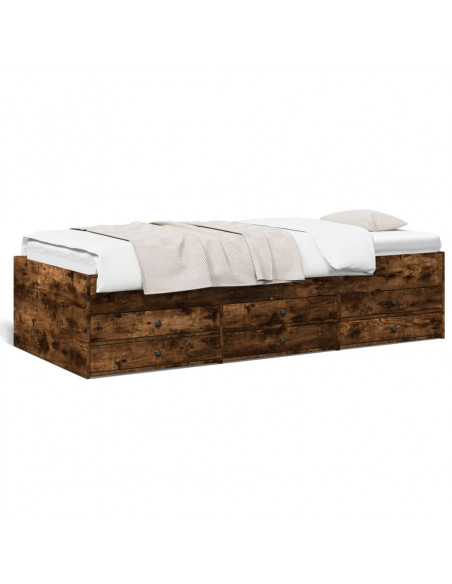 Divano Letto con Cassetti Rovere Fumo 90x190 cm Multistrato
