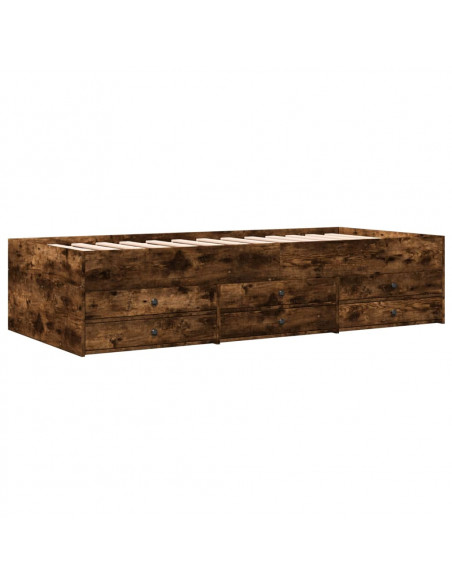 Divano Letto con Cassetti Rovere Fumo 90x190 cm Multistrato