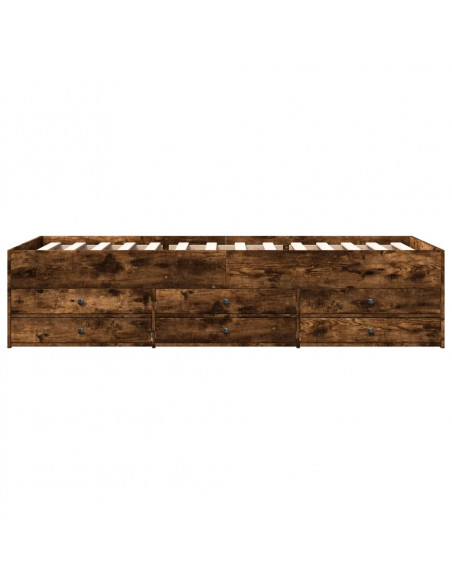 Divano Letto con Cassetti Rovere Fumo 90x190 cm Multistrato