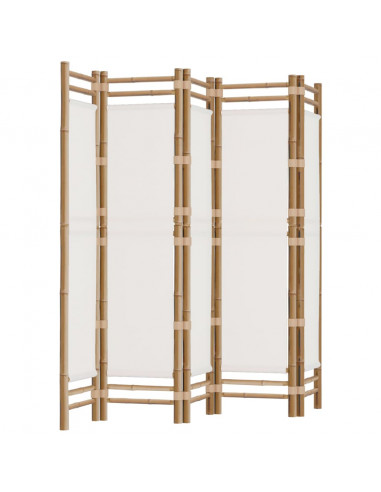 Divisorio Ambienti 5 Pannelli Pieghevole 200 cm Bambù e Tela