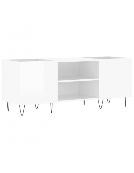 Mobile Porta Dischi Bianco Lucido 121x38x48cm Legno Multistrato