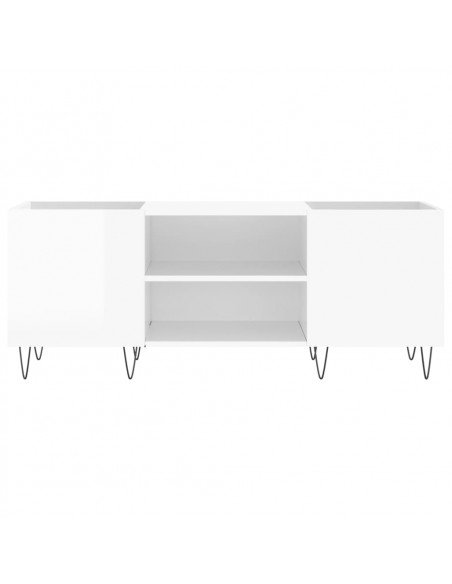 Mobile Porta Dischi Bianco Lucido 121x38x48cm Legno Multistrato