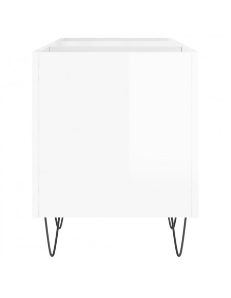 Mobile Porta Dischi Bianco Lucido 121x38x48cm Legno Multistrato