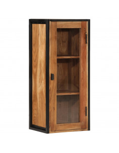 Mobile Bagno a Muro 40x30x90 cm Legno Massello Acacia e Ferro 2