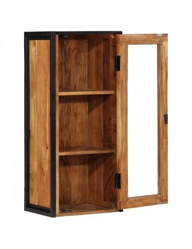 Mobile Bagno a Muro 40x30x90 cm Legno Massello Acacia e Ferro