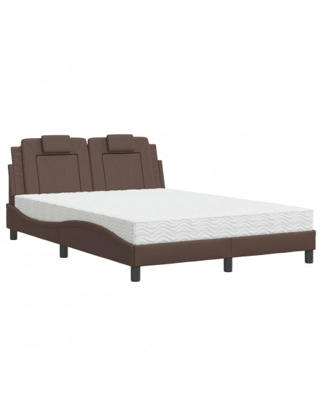Letto con Materasso Marrone 120x200cm in Similpelle