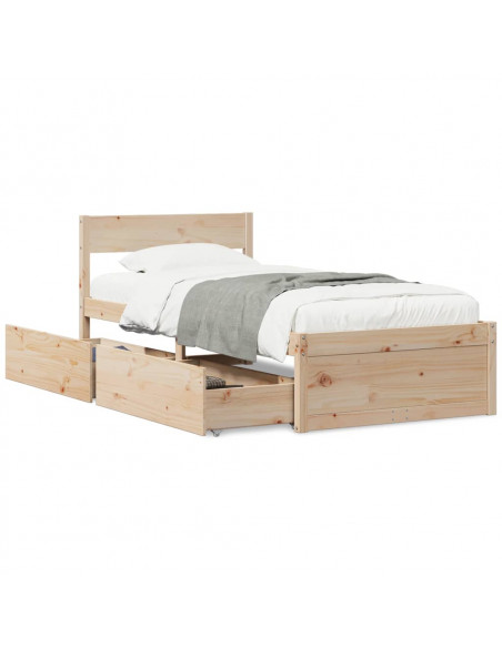 Giroletto con Cassetti 75x190 cm in Legno Massello di Pino