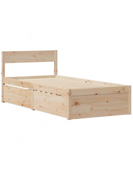 Giroletto con Cassetti 75x190 cm in Legno Massello di Pino