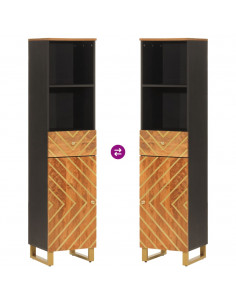 Mobile da Bagno Marrone e Nero 38x33,5x160 cm in Legno di Mango 2