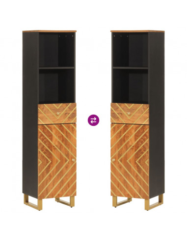 Mobile da Bagno Marrone e Nero 38x33,5x160 cm in Legno di Mango