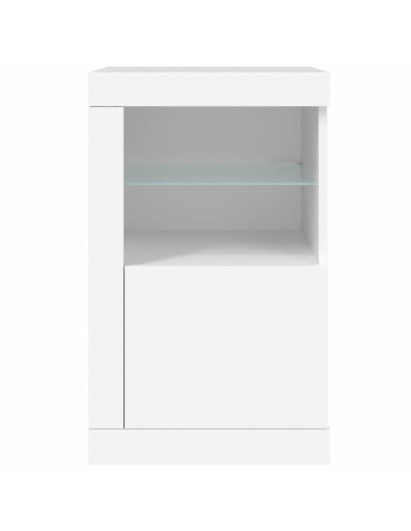 Armadietti con Luci LED 2pz Bianchi in Legno Multistrato
