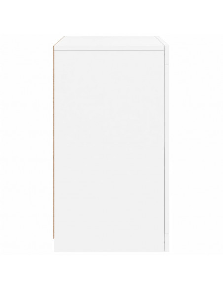 Armadietti con Luci LED 2pz Bianchi in Legno Multistrato