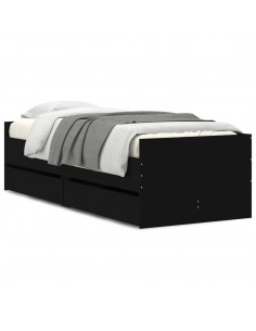 Giroletto con Cassetti Nero 90x200 cm 2