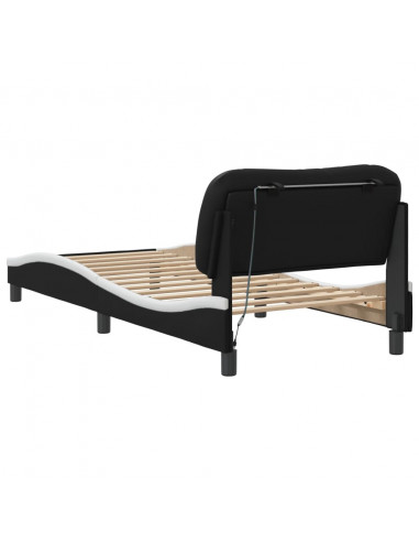 Giroletto con Luci LED Nero e Bianco 90x190 cm in Similpelle