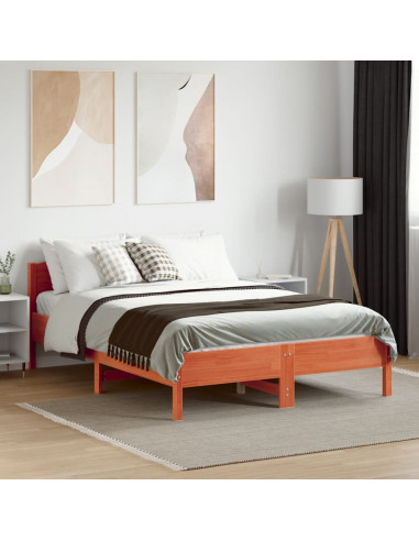 Giroletto con Testiera Marrone Cera 120x190 cm Massello Pino