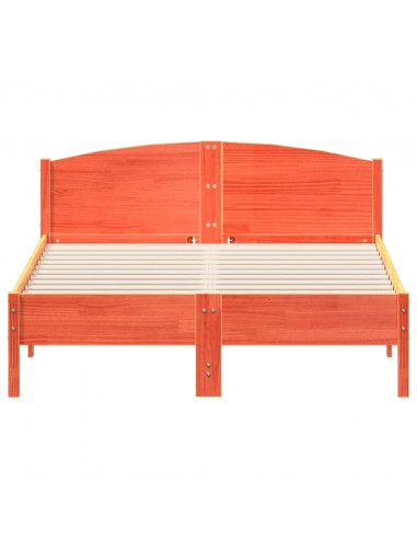 Giroletto con Testiera Marrone Cera 120x190 cm Massello Pino