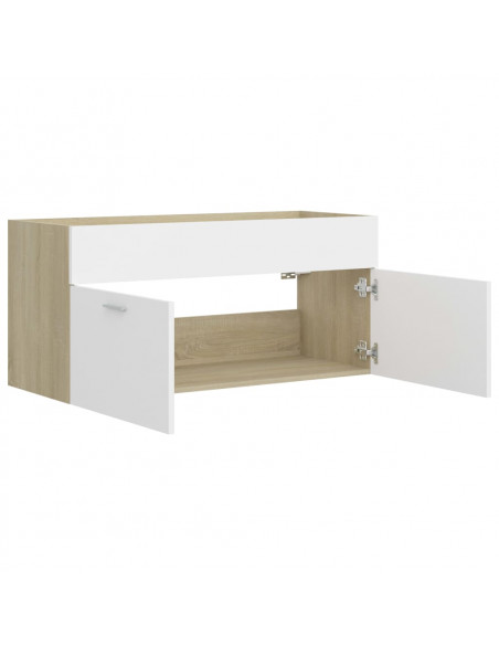 Mobile Lavabo Bianco e Rovere Sonoma 100x38,5x46cm Multistrato