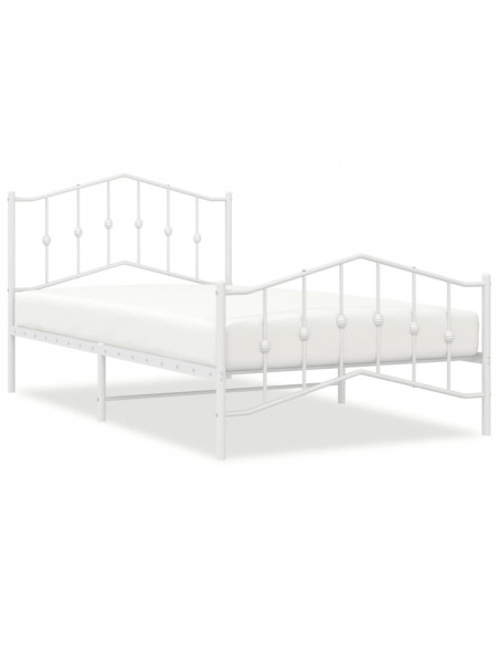 Giroletto con Testiera e Pediera Metallo Bianco 107x203 cm