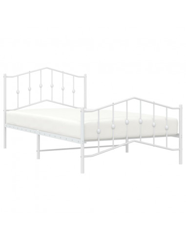 Giroletto con Testiera e Pediera Metallo Bianco 107x203 cm