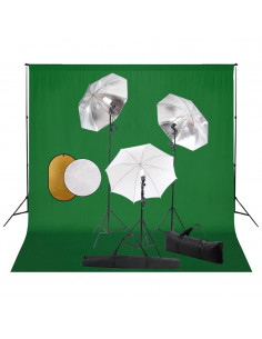 Kit Studio Fotografico con Luci Ombrelli Fondale e Riflettore 2