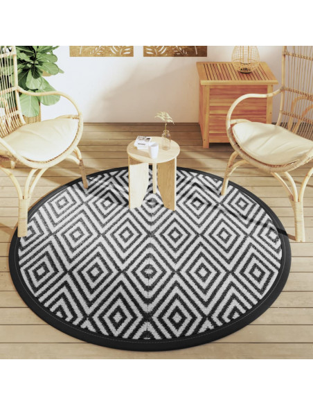Tappeto da Esterno Bianco e Nero Ø160 cm in PP
