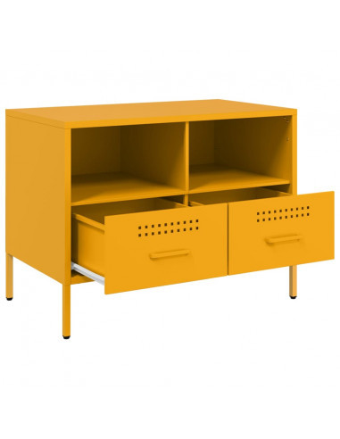 Mobile TV Giallo Senape 68x39x50,5 cm Acciaio Laminato a Freddo