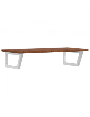 Ripiano a Parete per Lavabo in Acciaio e Massello di Rovere