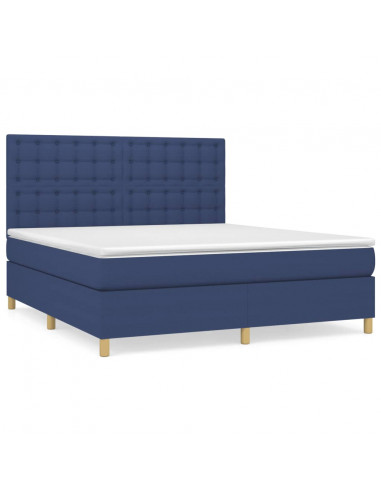 Giroletto a Molle con Materasso Blu 160x200 cm in Tessuto