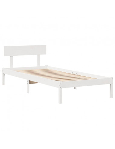 Letto senza Materasso Bianco 75x190 in Legno Massello di Pino