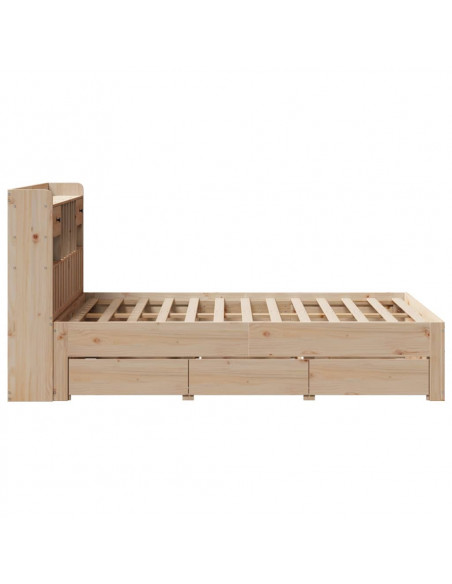 Letto Libreria senza Materasso 135x190 cm in Legno di Pino
