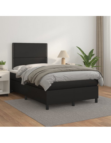 Giroletto a Molle con Materasso Nero 120x190 cm in Similpelle