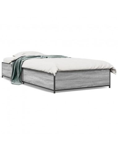 Giroletto Grigio Sonoma 90x200 cm Legno Multistrato e Metallo