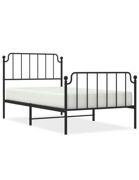 Giroletto con Testiera e Pediera Metallo Nero 100x190 cm