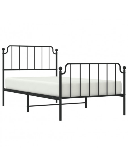 Giroletto con Testiera e Pediera Metallo Nero 100x190 cm