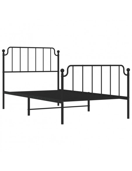 Giroletto con Testiera e Pediera Metallo Nero 100x190 cm