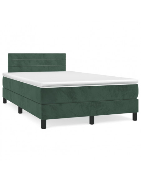 Giroletto a Molle con Materasso Verde Scuro 120x200 cm Velluto