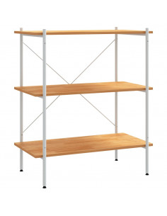 Scaffale con 3 Mensole Bianco e Rovere 80x40x92 cm 2