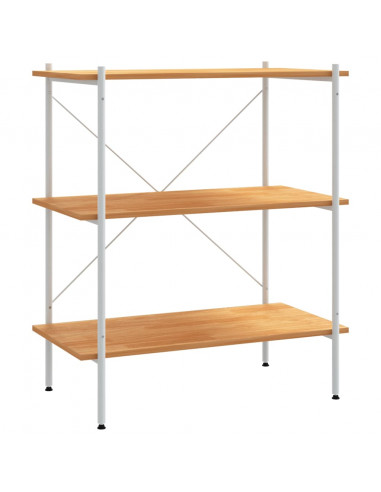 Scaffale con 3 Mensole Bianco e Rovere 80x40x92 cm